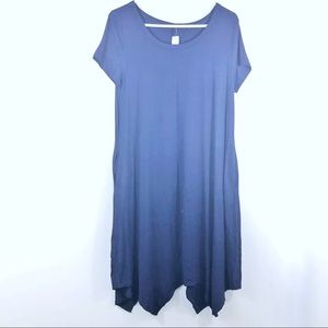 New With Tags Navy Blue Handkerchief Hem Tunic Dress Size Large